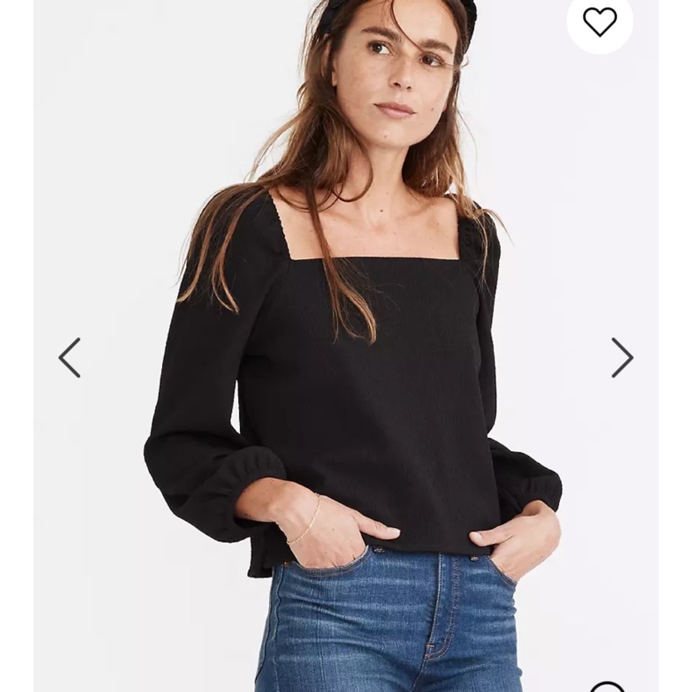 Madewell 3/4 sleeve Black crepe top